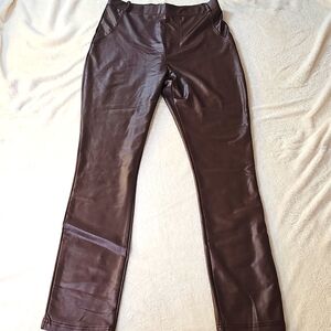 L Love Faux Brown Leather PU Pants Size Large NEW NWT
